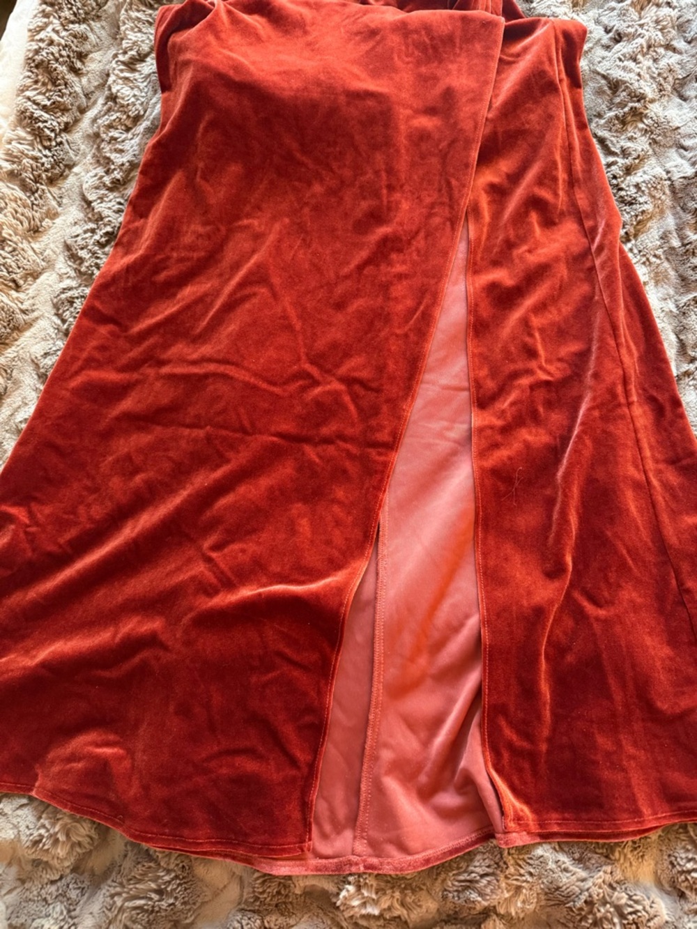 Azazie Velvet Terracotta Bridesmaid Dress - Picture 6 of 8